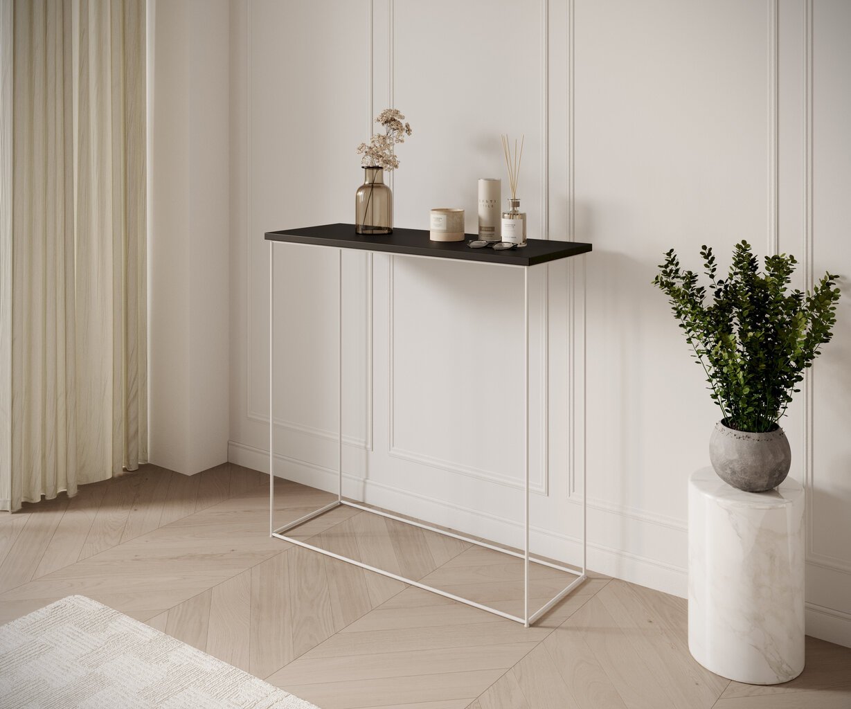 Konsoollaud ADRK Furniture Milan, valge/must hind ja info | Konsoollauad | kaup24.ee