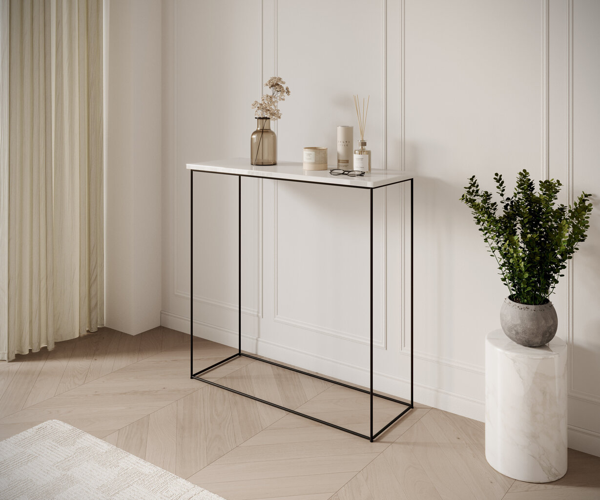 Konsoollaud ADRK Furniture Milan, must/valge hind ja info | Konsoollauad | kaup24.ee