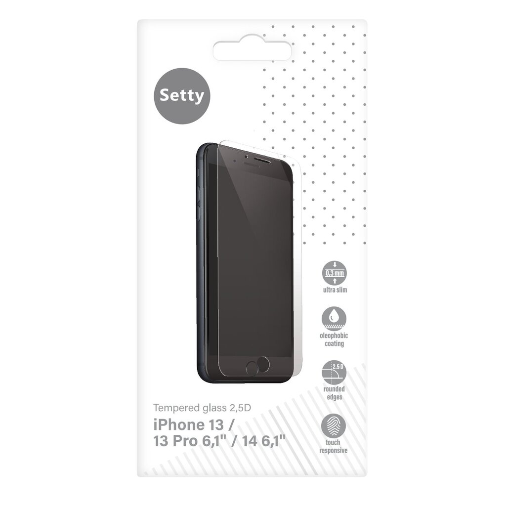 Setty Tempered Glass 2.5D iPhone 13 / 13 Pro 6.1 / 14 6.1 jaoks цена и информация | Ekraani kaitsekiled | kaup24.ee