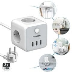 Удлинитель Tessan 3 розетки + 3 USB, 1,5 м с разъемом цена и информация | Кабели и провода | kaup24.ee