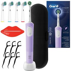 Oral-B Vitality Pro D103 lilla lilla + asendusotsikud + must korpus + hambapulgad + suukorv + suukorvpall hind ja info | Elektrilised hambaharjad | kaup24.ee