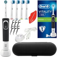 Oral-B Oral-B Vitality 100 must + 4 otsikut + ümbris + tasuta kingitused цена и информация | Электрические зубные щетки | kaup24.ee