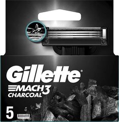 Бритвенные головки Gillette Mach3 Charcoal, 5 шт. х 4 шт. цена и информация | Косметика и средства для бритья | kaup24.ee