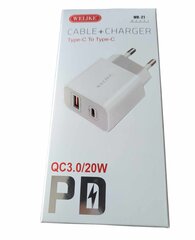 Type-C ja USB laadija 20W hind ja info | Mobiiltelefonide laadijad | kaup24.ee