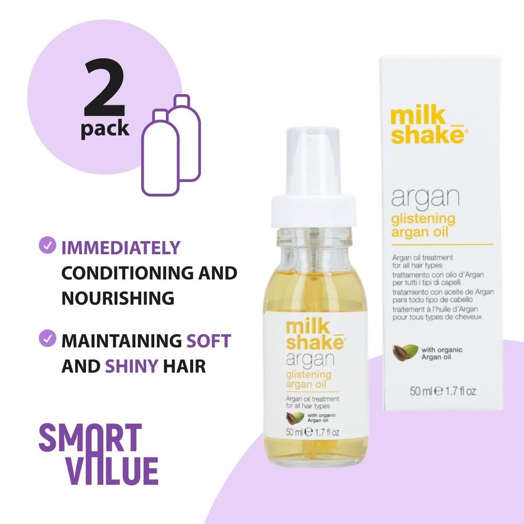 Juukseõli Milk Shake Argan, 50 ml x 2 hind ja info | Maskid, õlid, seerumid | kaup24.ee