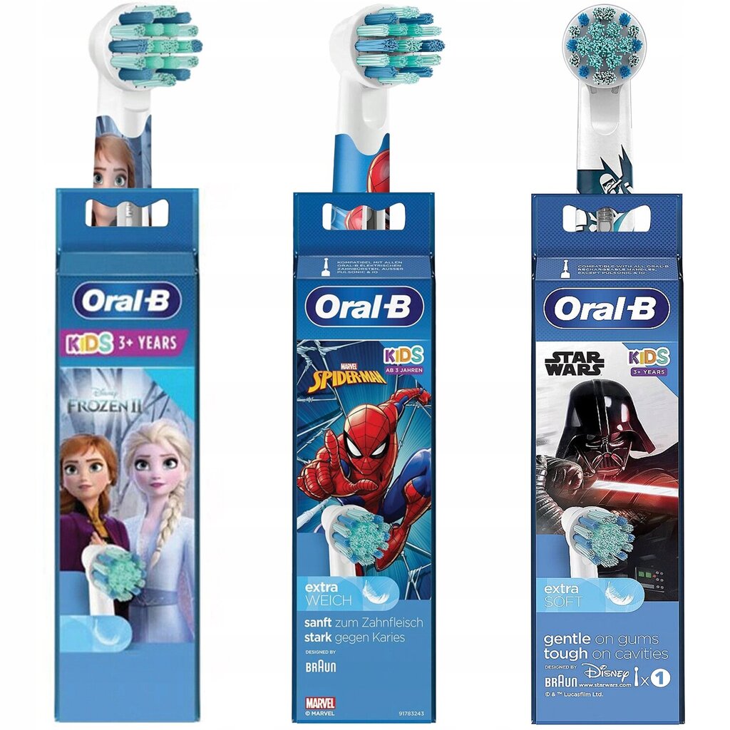 3 Oral-B nõuannet Külmutatud + Star Wars + Spiderman цена и информация | Elektriliste hambaharjade otsikud | kaup24.ee