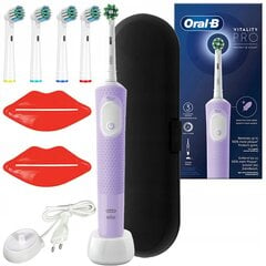 Oral-B Vitality Pro D103 lilla lilla + vahetusotsikud + ümbris musti +2x suukorvpused hind ja info | Elektriliste hambaharjade otsikud | kaup24.ee