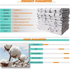 Lammcou Комплект детских пеленальных простыней, 4 шт. цена и информация | Детское постельное бельё | kaup24.ee
