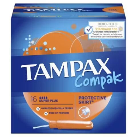 Tampoonid Tampax Compak Super PLUS, 16 tk. x 3 tk. цена и информация | Tampoonid, hügieenisidemed, menstruaalanumad | kaup24.ee