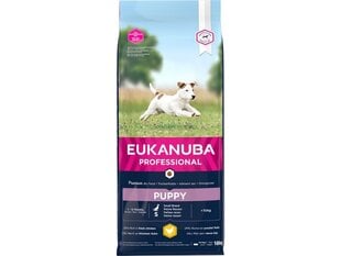 Сухой корм для щенков - Eukanuba Puppy & Junior, Small, Chicken, 18 кг цена и информация | Сухой корм для собак | kaup24.ee