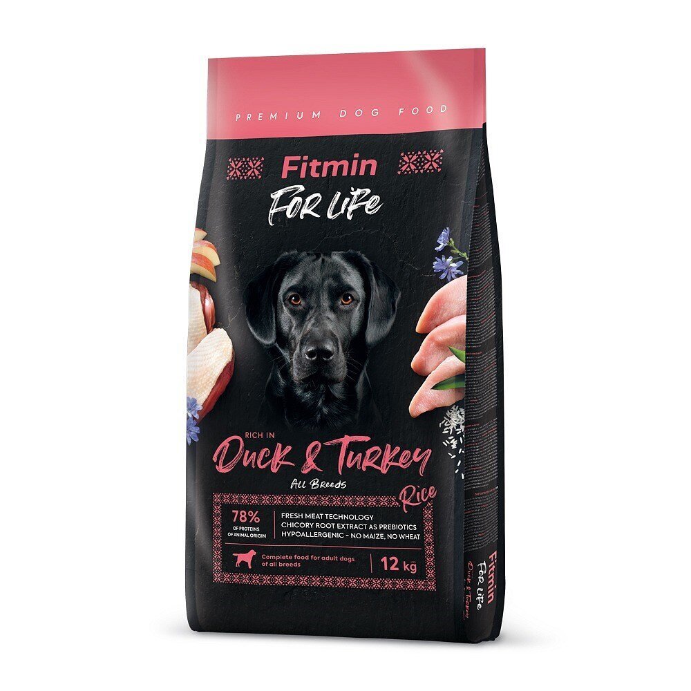 Fitmin Dog For Life Duck&Turkey kodulindudega, 12 kg цена и информация | Kuivtoit koertele | kaup24.ee