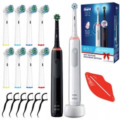 Oral-B Pro 3 3900 Black+White hambahari Kaksikpakett + 8 täppisharja asendus. цена и информация | Электрические зубные щетки | kaup24.ee