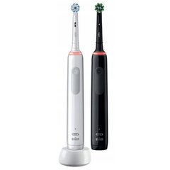 Oral-B Pro 3 3900 Black+White hambahari Kaksikpakett + 8 täppisharja asendus. цена и информация | Электрические зубные щетки | kaup24.ee