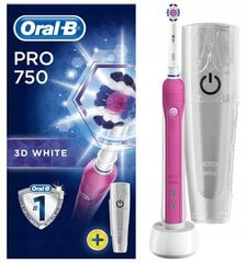 Oral-B Pro 750 roosa hambahari koos karbiga + Precision x8 asendushammastega hind ja info | Elektrilised hambaharjad | kaup24.ee