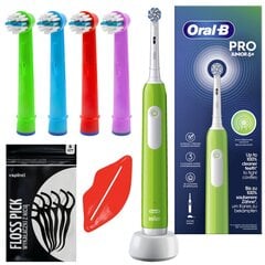 Oral-b Pro Junior 6+ roheline hambahari + 4x EB-10A Color asendusotsik цена и информация | Электрические зубные щетки | kaup24.ee