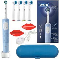 Oral-B Vitality Pro D103 sinine hambahari + sinine ümbris + 4 vahetusotsikut + 2 pigistajat цена и информация | Электрические зубные щетки | kaup24.ee