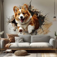 Mänguline Corgi Koer Seinakleebis - Reaalne Hüppav Corgi Kunst hind ja info | Seinakleebised | kaup24.ee