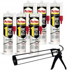 6x Pattex One4All Crystal 290g montaažiliim + skeletiliimi pigistuskast цена и информация | Клей | kaup24.ee