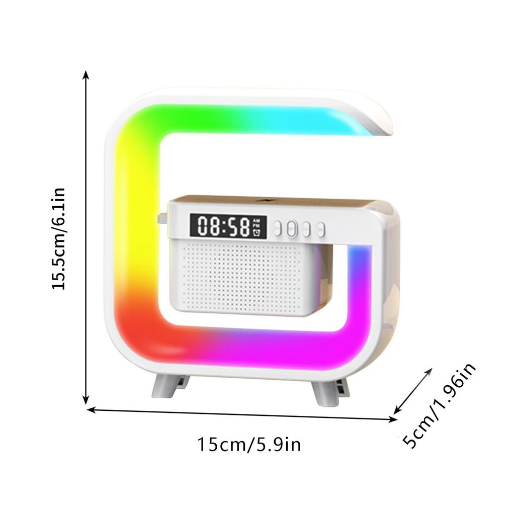 RGB LED juhtmevaba kõlar, juhtmevaba laadija, PrimePick, valge hind ja info | Mobiiltelefonide laadijad | kaup24.ee