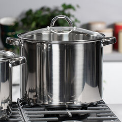 Кастрюля STOCKPOT из нержавеющей стали со стеклянной крышкой, 13 л. цена и информация | Кастрюли, скороварки | kaup24.ee