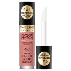 Põsepuna & huuleläige Eveline Cosmetics Wonder Match 4in1 01, 4.5ml hind ja info | Huulepulgad, -läiked, -palsamid, vaseliin | kaup24.ee