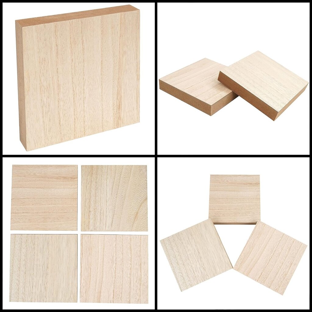 Belle Vous ruudukujulised toorpuidust MDF-paneelid (4 tk) - 15x15x2,5 cm цена и информация | Lauaplaadid | kaup24.ee