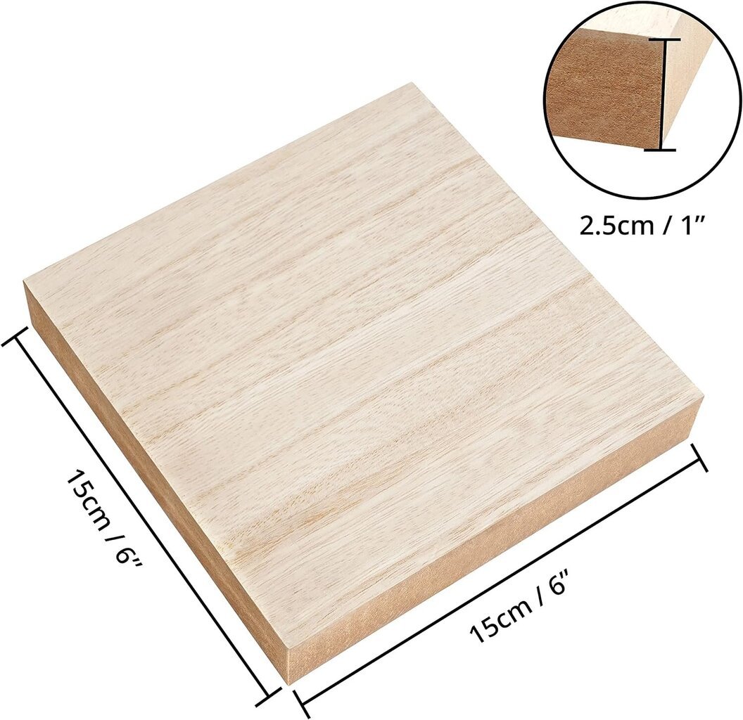 Belle Vous ruudukujulised toorpuidust MDF-paneelid (4 tk) - 15x15x2,5 cm hind ja info | Lauaplaadid | kaup24.ee