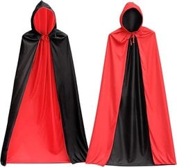 RDWESZOD Halloween Cape koos mütsiga, must ja punane, 90cm hind ja info | Karnevali kostüümid | kaup24.ee