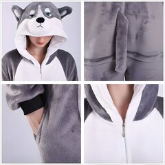 Пижамы Onesie Kigurumi Костюм Маскировка Серый Хаски S: 145 - 155 см цена и информация | Женские пижамы, ночнушки | kaup24.ee