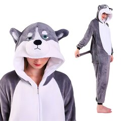 Пижамы Onesie Kigurumi Костюм Маскировка Серый Хаски S: 145 - 155 см цена и информация | Женские пижамы, ночнушки | kaup24.ee