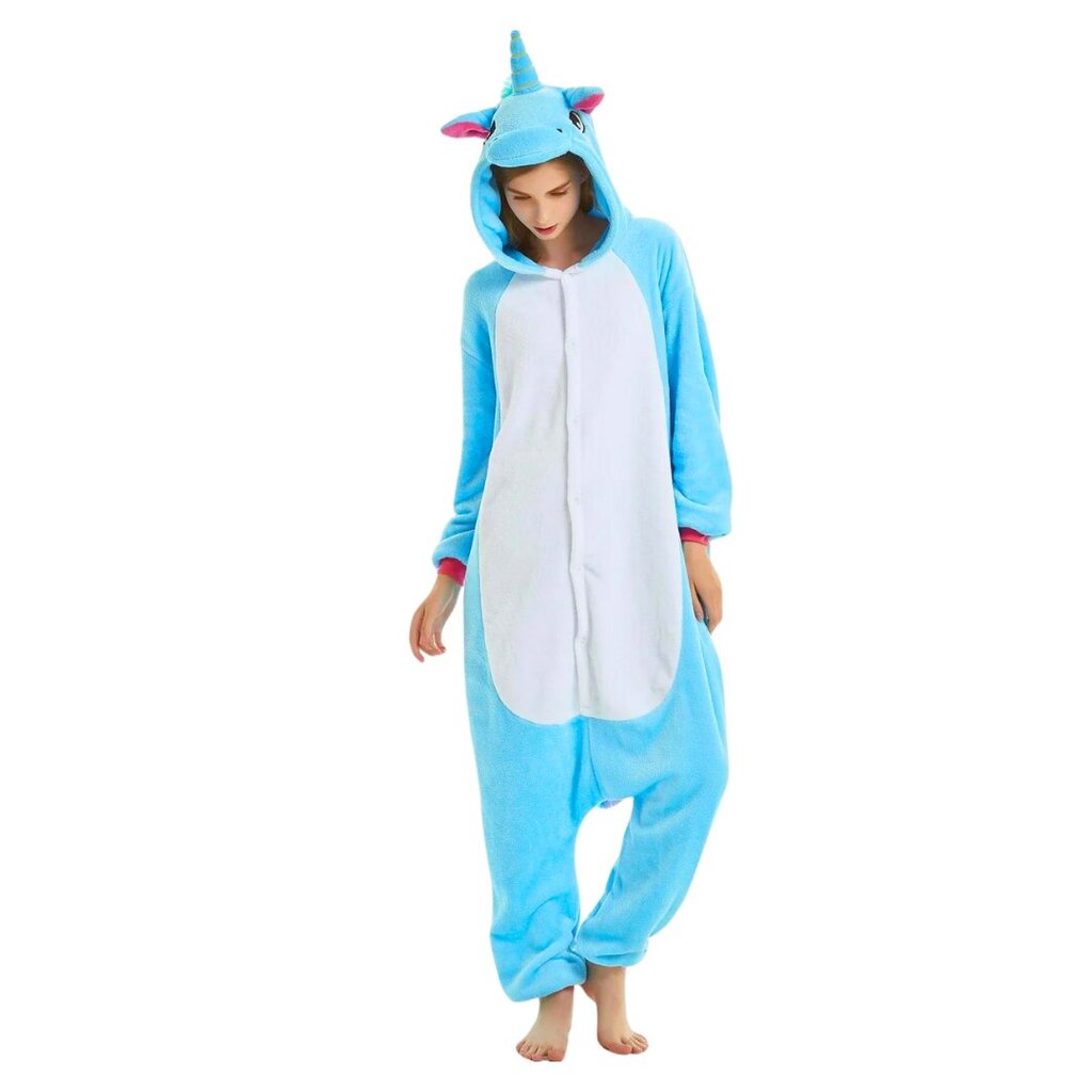 Kostüüm Onesie Kigurumi Pyjama Sinine Ükssarvik цена и информация | Öösärgid, pidžaamad | kaup24.ee