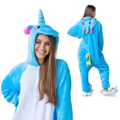 Onesie Кигуруми Пижамы Синий Единорог Костюм S: 145 - 155 см цена и информация | Женские пижамы, ночнушки | kaup24.ee