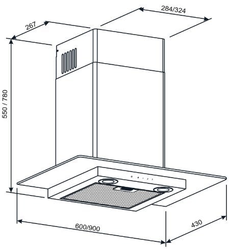 Gurari GCH T 466 IS 90 BL PRIME, 90 cm цена и информация | Õhupuhastid | kaup24.ee