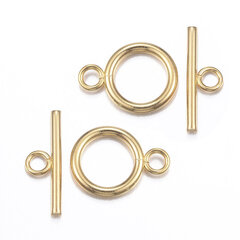 Lukk Toggle, Roostevaba Teras, 18K Kullatud, 21x16x2mm, 2 tk hind ja info | Ehete valmistamine, helmestamine | kaup24.ee