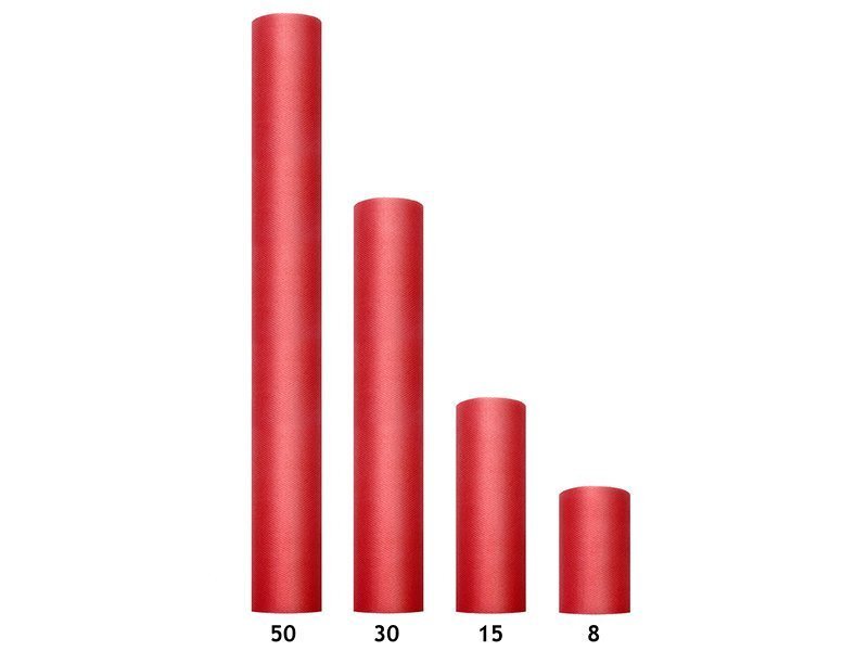 Sile tüll rullis, punane, 0,3x9 m, 1 tk/9 m цена и информация | Peokaunistused | kaup24.ee