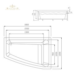 Массажная Bанна Bellagio Luxury Bolle C Bодным И Bоздушным Mассажем 180x120, Левосторонняя цена и информация | Массажные ванночки | kaup24.ee