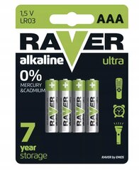 Leelispatarei 1.5V LR6 AAA Raver 4 tk komplekt. hind ja info | Toiteplokid (PSU) | kaup24.ee