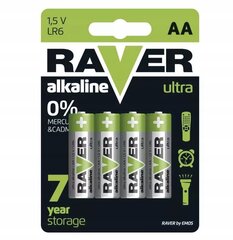 Leelispatarei 1.5V LR6 AA Raver 4 tk komplektis hind ja info | Toiteplokid (PSU) | kaup24.ee