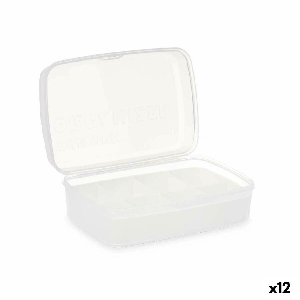 kaanega säilituskarp Valge Läbipaistev Plastmass 21,5 x 8,5 x 15 cm (12 Ühikut) цена и информация | Hoiukastid ja -korvid | kaup24.ee