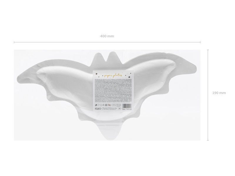 Ühekordsed papptaldrikud Bat, kuldne, 37,5x18,5 cm (1 pakk/6 tk) hind ja info | Ühekordsed nõud | kaup24.ee