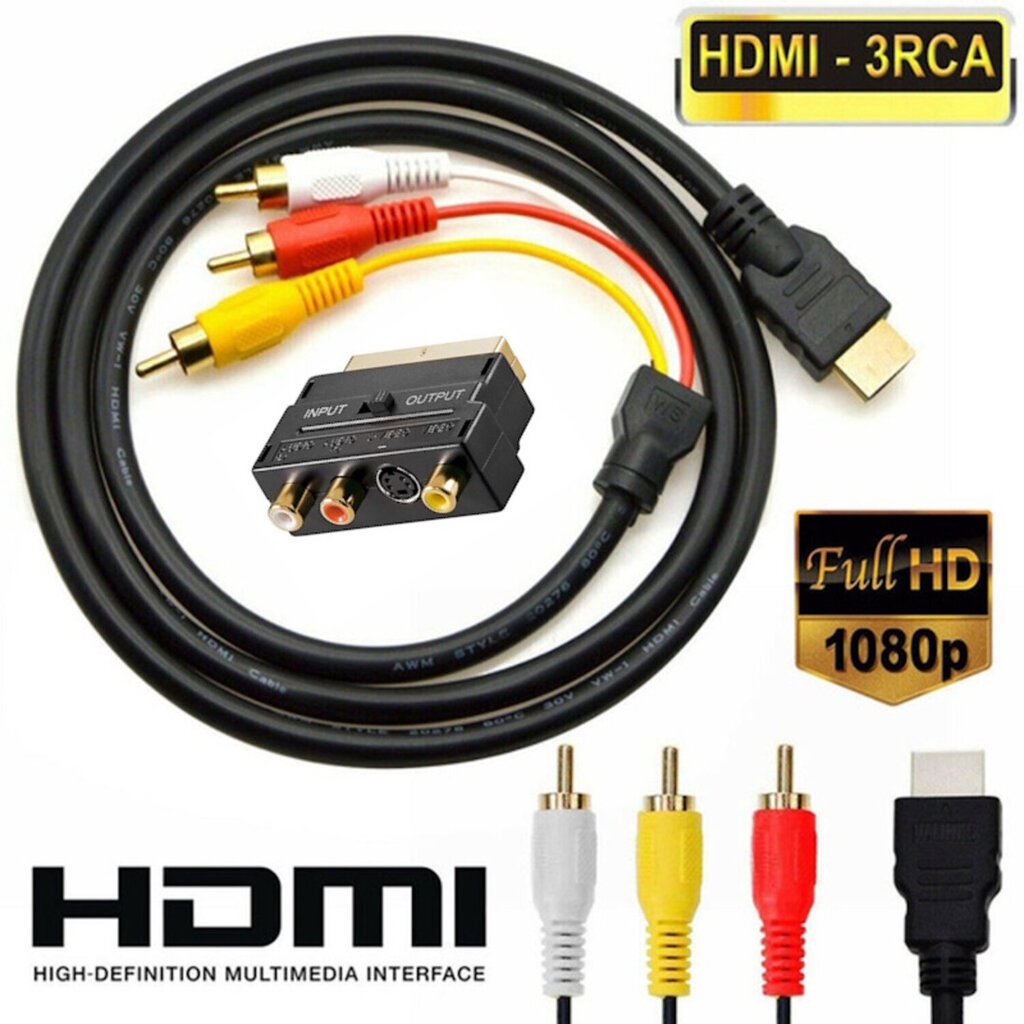 iLike HD3 HDMI Mees 3RCA Audio & Video kaabel 1.5m + RCA S-Video SCART adapter (OEM) цена и информация | USB jagajad, adapterid | kaup24.ee