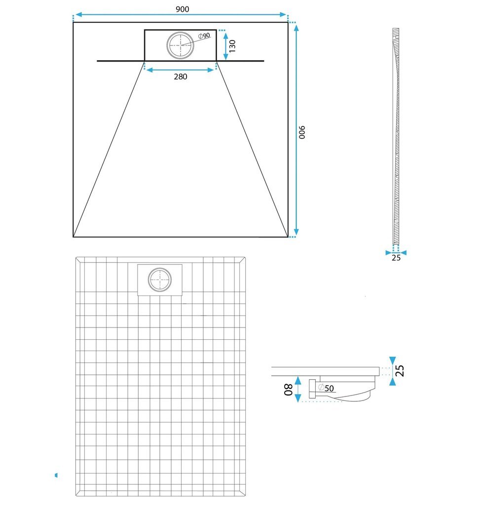 Dušikabiin Bazalt CARRARA WHITE 90x90 hind ja info | Dušialused | kaup24.ee