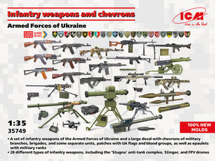 Liimitav mudel ICM 35749 Infantry weapons and chevrons of the Armed Forces of Ukraine 1/35 hind ja info | Liimitavad mudelid | kaup24.ee