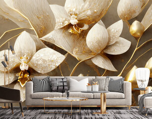 Fototapeedid, 3D Flower kullast glamuur цена и информация | Фотообои | kaup24.ee