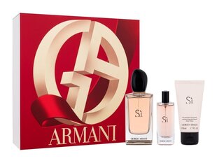 Komplekt Giorgio Armani Si naistele: Eau de Parfum EDP, 100 ml + Eau de Parfum EDP, 15 ml + kehakreem, 50 ml hind ja info | Naiste parfüümid | kaup24.ee