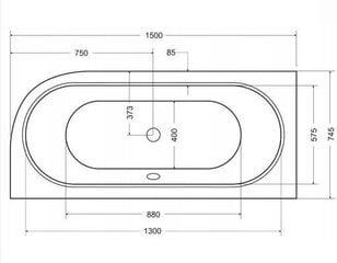 Ванна Besco Avita, 150x75 см, левосторонняя цена и информация | Ванны | kaup24.ee