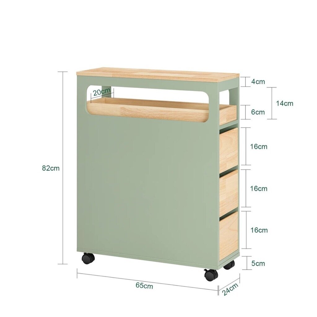 Vannitoakapp 23x65x82cm roheline hind ja info | Vannitoa sisustuselemendid ja aksessuaarid | kaup24.ee