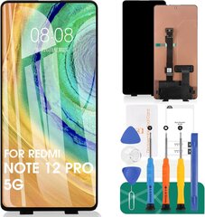 OLED LCD ekraani asendamine Xiaomi Redmi Note 12 Pro 5G 2022 jaoks Redmi Note 12 Pro 5G 22101316C Touch Repair Kit ilma raamita (must, mitte 4G jaoks) hind ja info | Ekraani kaitsekiled | kaup24.ee