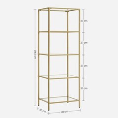 Põrandariiul klaasiga 40x30x124,5cm kuldne hind ja info | Lastetoa riiulid | kaup24.ee