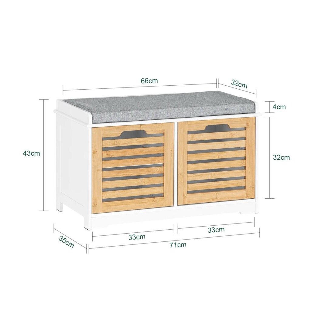 Jalanõudekapp 71x35x43cm valge/hall/beez цена и информация | Jalatsikapid, jalatsiriiulid | kaup24.ee